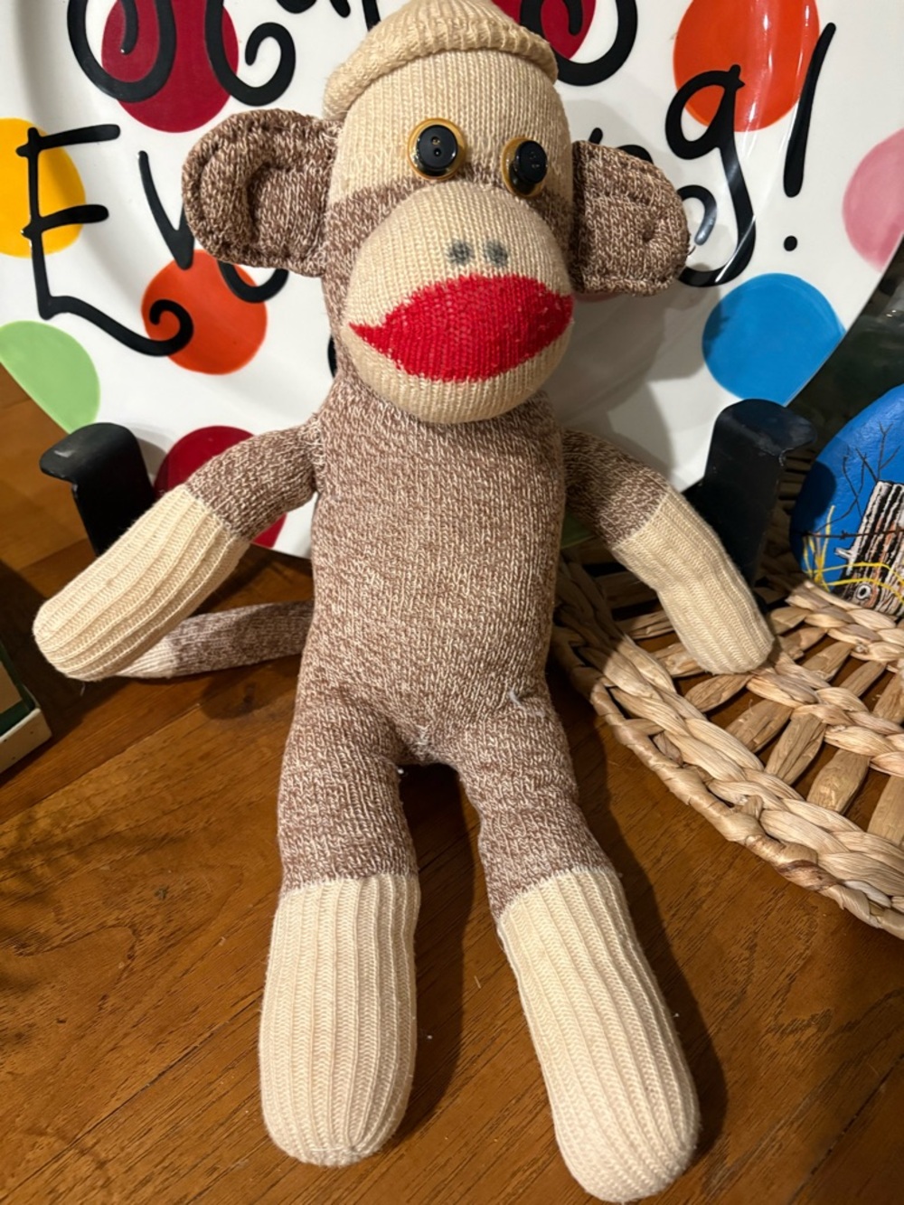 Plush Sock Monkey Toy - Brown & Cream - Classic Kids Plush